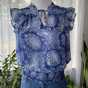 MAISON DAMELIE (ANTHROPOLOGIE) - Blue Paisley Blouse